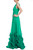 Green Georgette Gown with Tulle Ruffle Hem Side