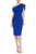 Cobalt Draped One Shoulder Cape Dress Front