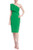 Emerald One Shoulder Draped Popover Day Dress Front