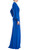 Cobalt Balloon Sleeve V-Neck Gown with Rouched Bodice Side