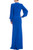Cobalt Balloon Sleeve V-Neck Gown with Rouched Bodice Back