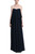 Navy Strapless Georgette Overlay Gown Front
