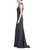 Charcoal Beaded Neckline Racer Gown Side
