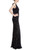 Black Velvet Sequin Slit Gown Side
