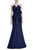 Navy Strapless Bow Front Gown Front