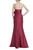 Burgundy Strapless Bow Front Gown Back