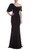 Copper Black Runway Asymmetrical Shoulder Combo Gown Front