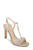 Light Gold Peaches Crystal Adorned Glitter Stilettos Front