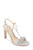 Silver Peaches Crystal Adorned Glitter Stilettos Front