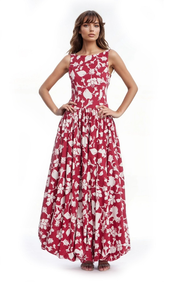 Isla Polka Dot Drop Waist Maxi Dress
