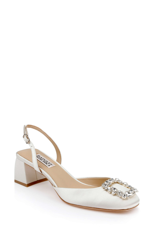 Carlise Satin Slingback with Singular Rose by Badgley Mishcka