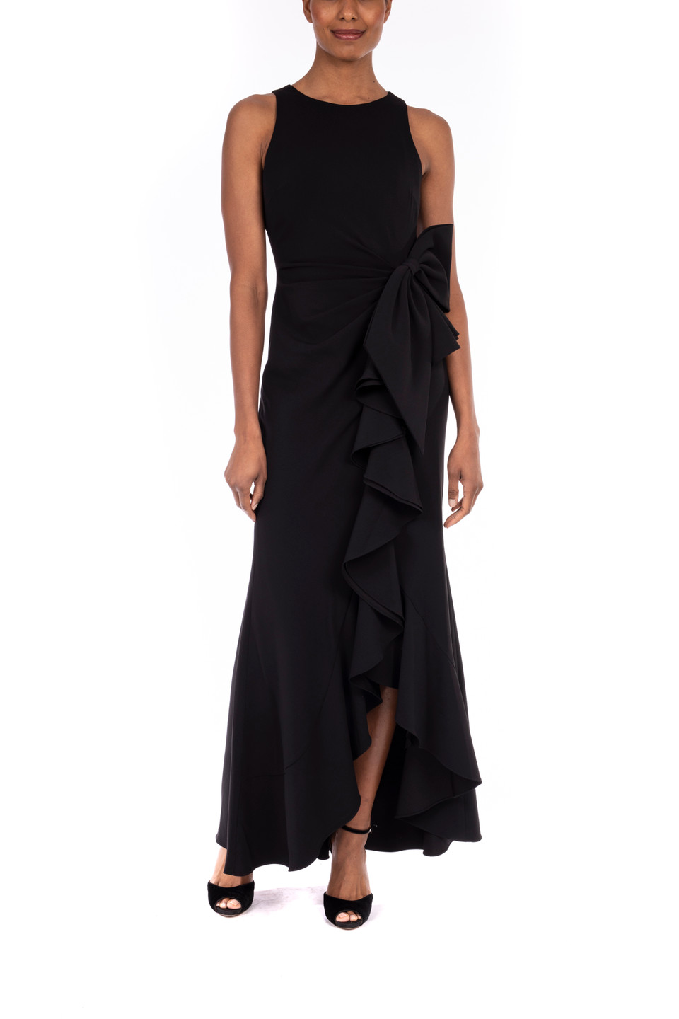 Crepe Ruffle Side Gown By Badgley Mischka