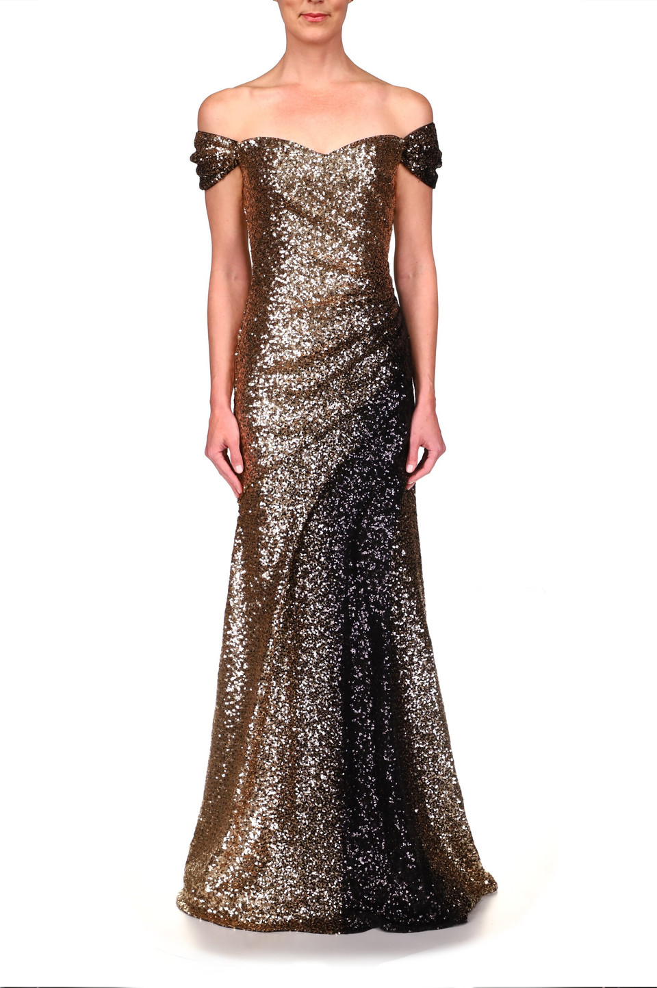 Gold to Black Ombré Sequin Gown by Badgley Mischka