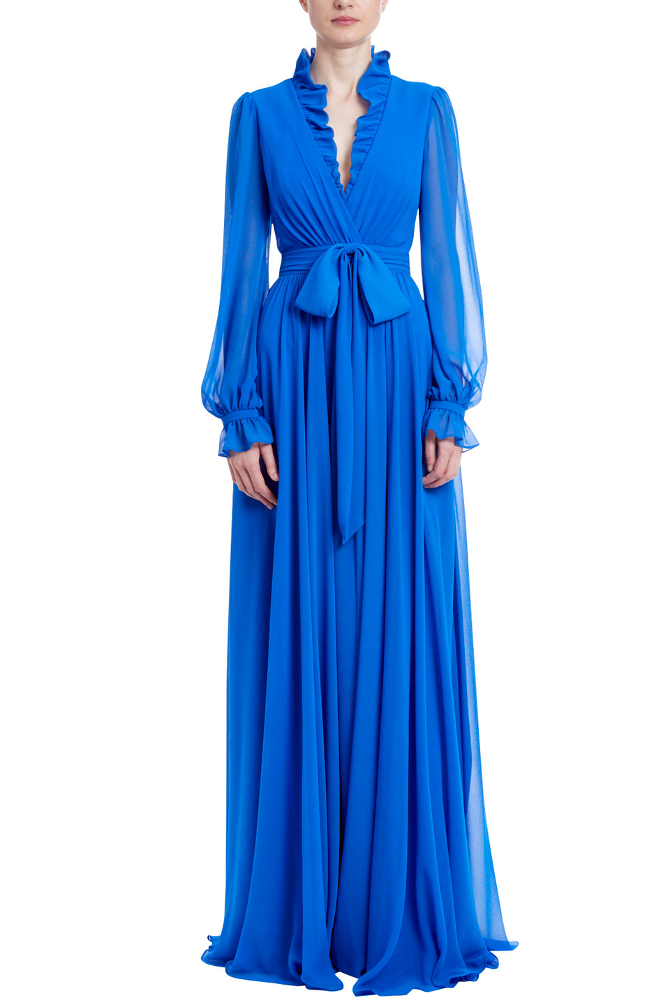 Ruffle V-Neck Sash Dress