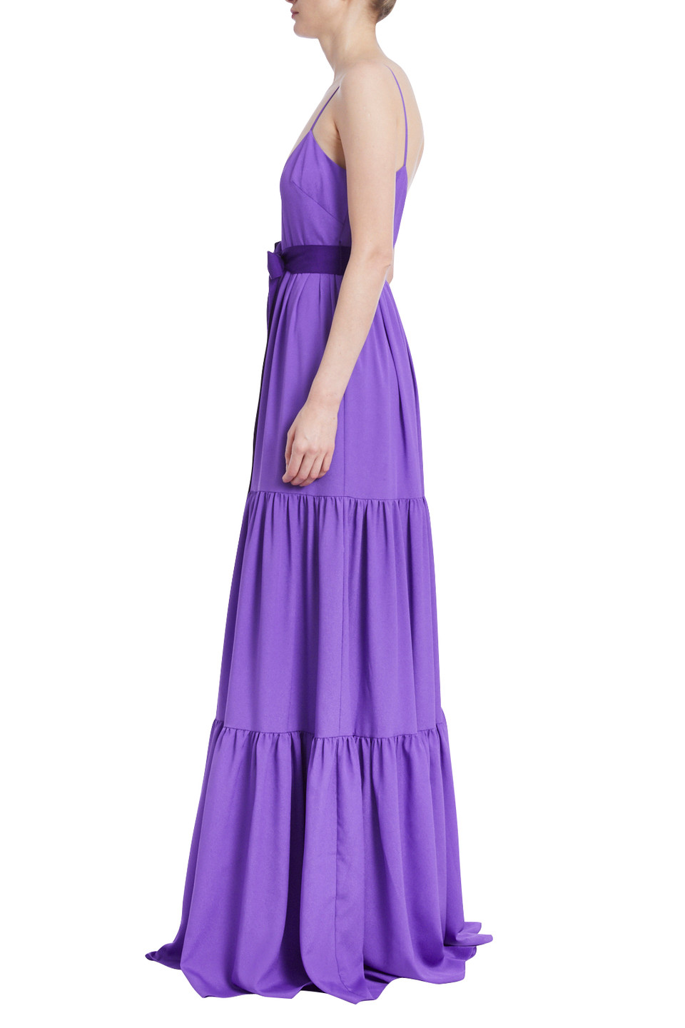 Sash-Tie Tiered Gown by Badgley Mischka