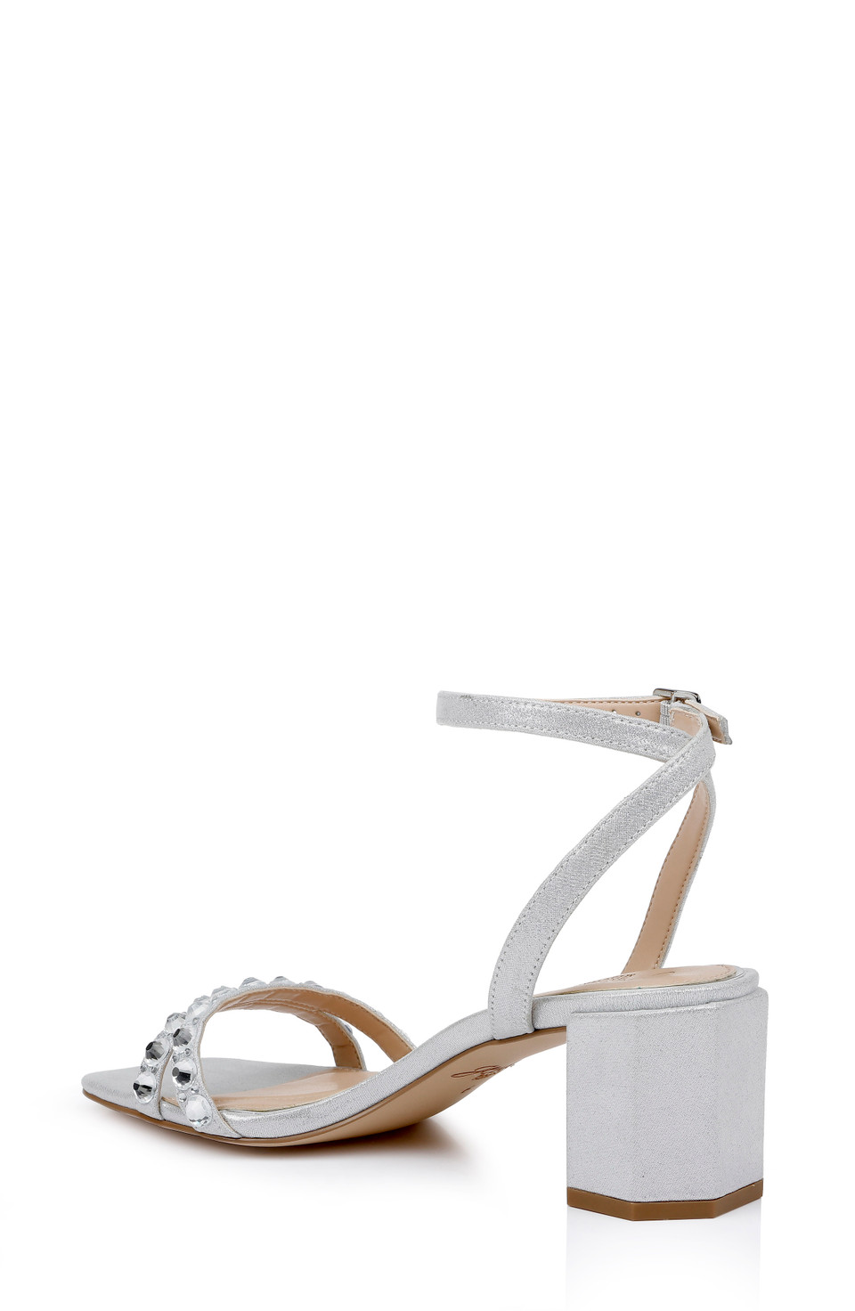 Horizon Heat Gold Crystal Embellished Gemstone Heel Design Strap Heels