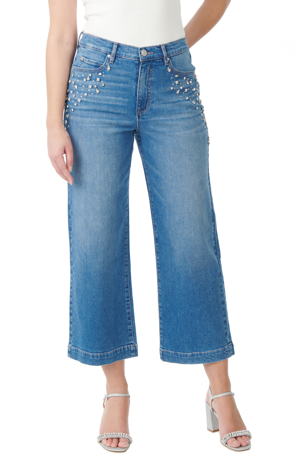 High Rise Wide Leg Jeans by Badgley Mischka