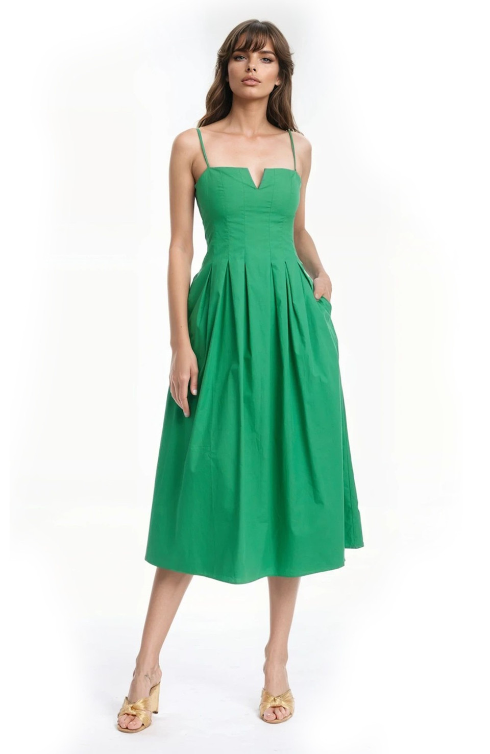 Her lip to Striped Midi Dress moss グリーン Her lip to Striped Midi Dress moss グリーン - メルカリ