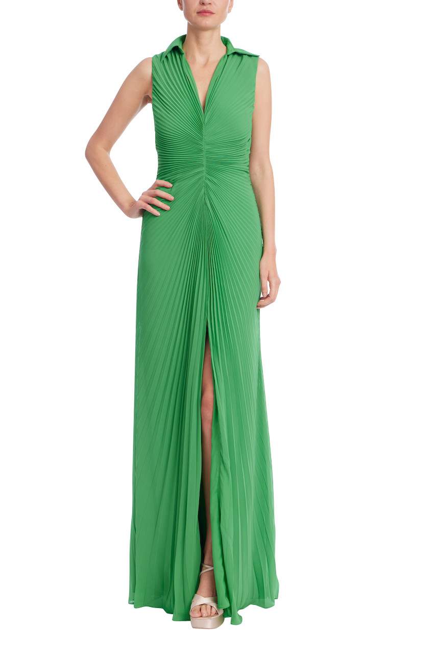 Emerald Radiance Pleated Gown by Badgley Mishcka