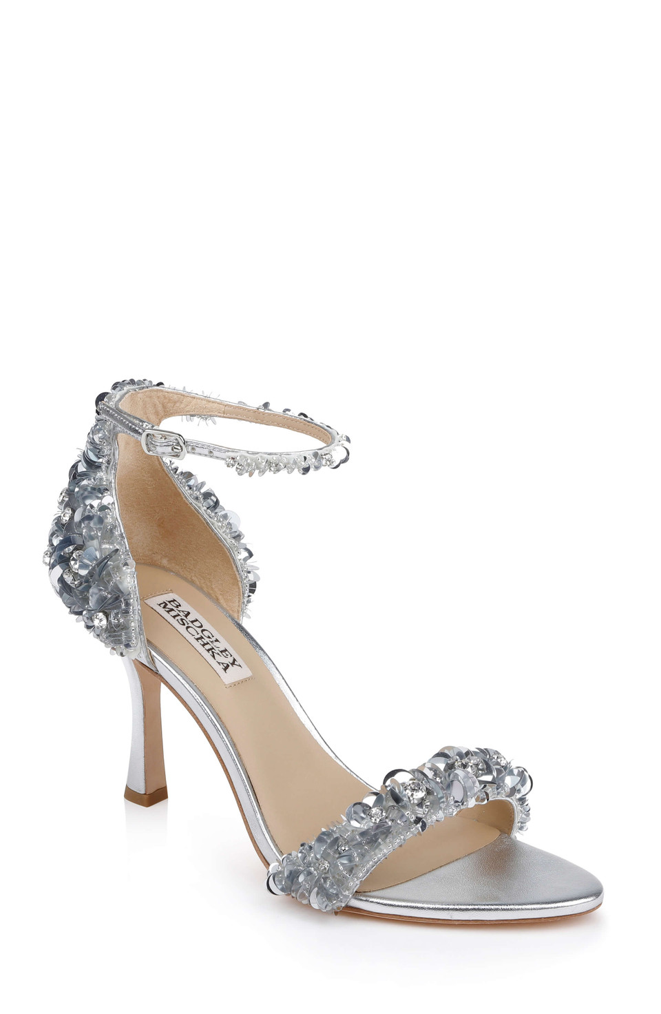 Venus Sequin Crystal Ankle Strap Heels by Badgley Mishcka