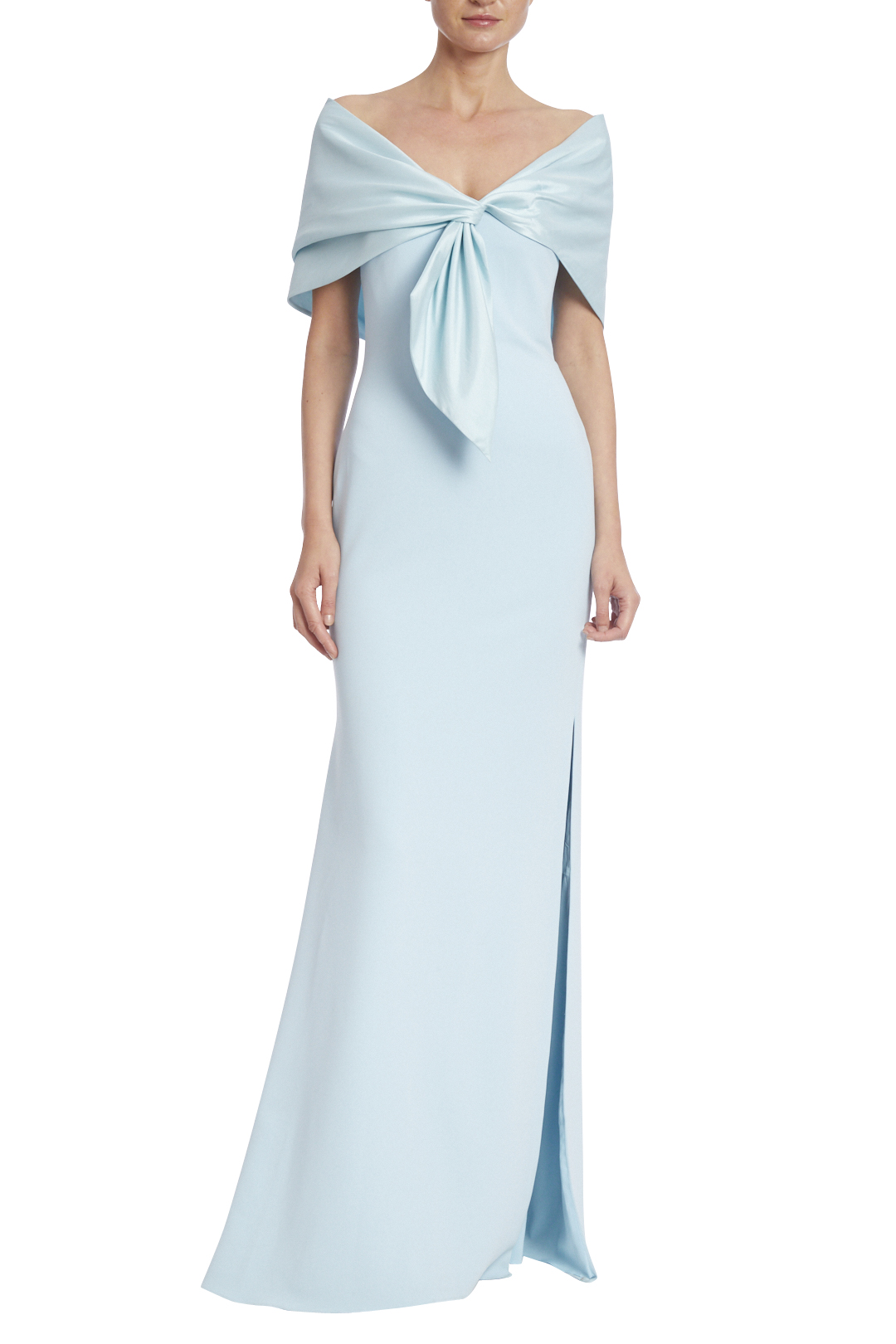 Off Shoulder Column Gown with Tie Wrap by Badgley Mischka