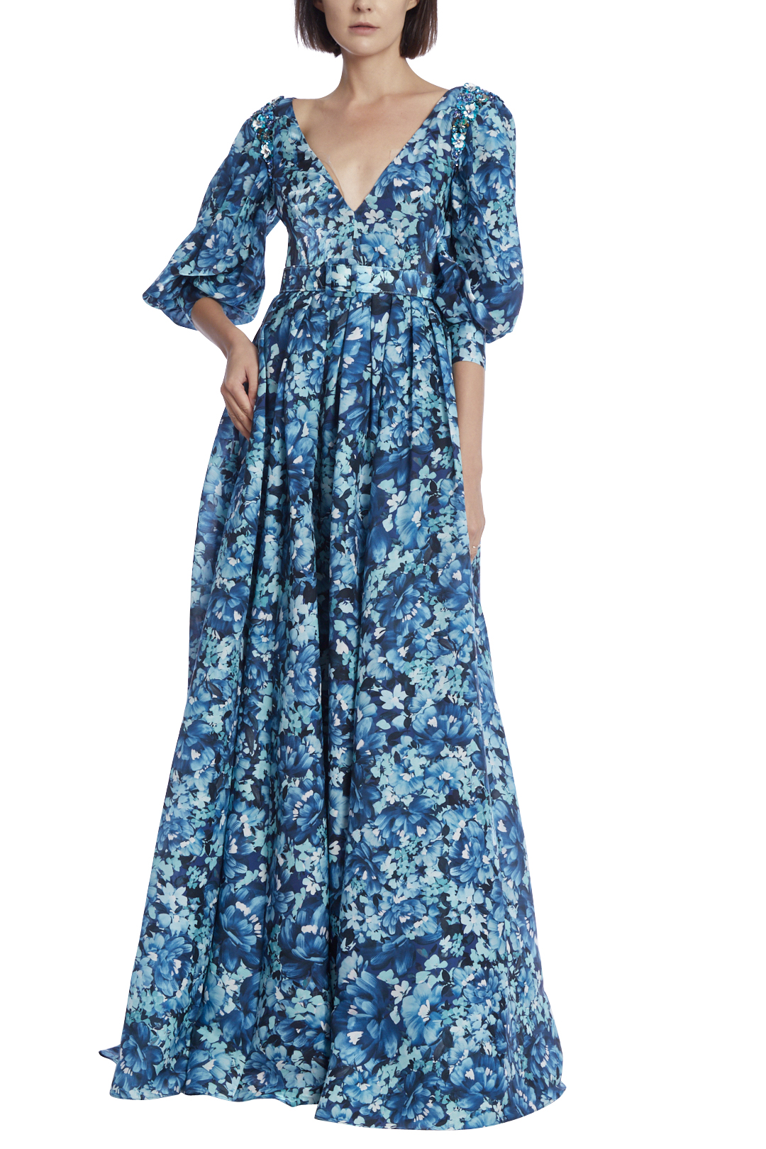 Buy Women's Long Sleeve Floral Maxi Dress V-Neck Casual Long Dresses Party  Maxi Dress (XX-Large, S02) at Amazon.in