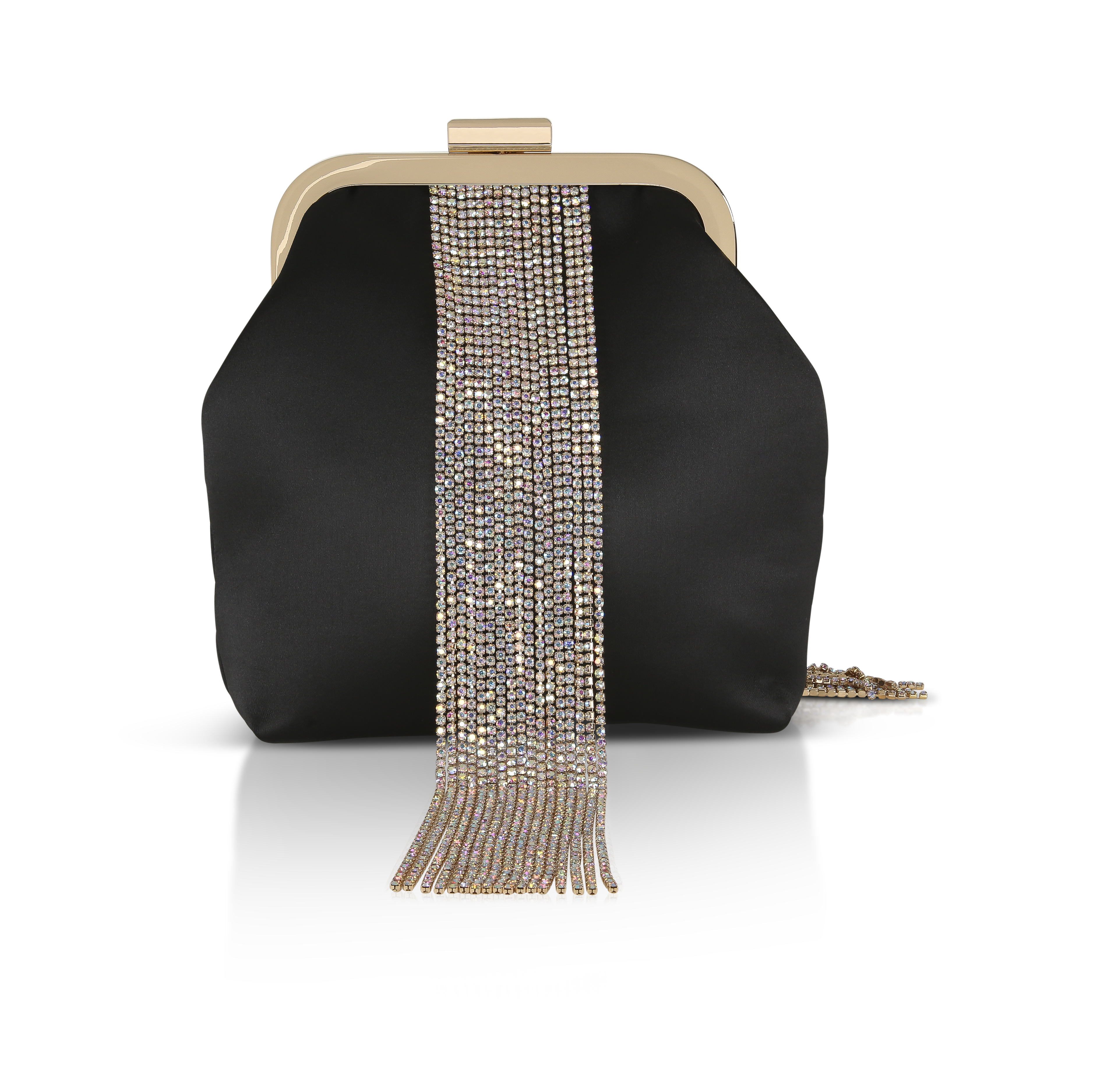 Badgley Mischka Rhinestone Evening Bag with Chain in Black