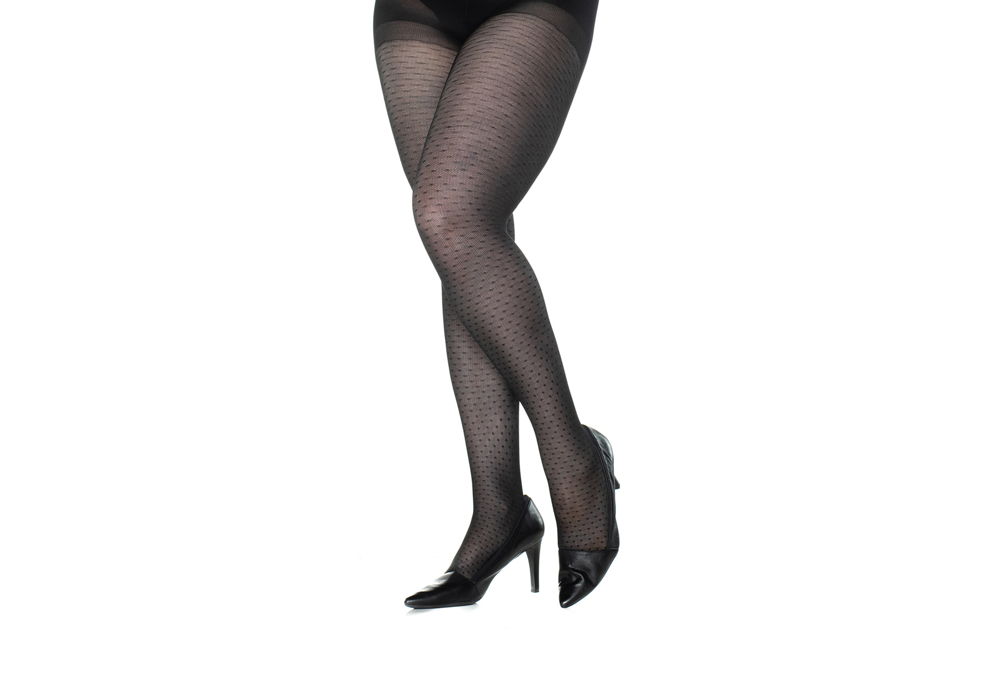 Luxury Black Sheer Dotted Tights Pantyhose for all Women Plus Size