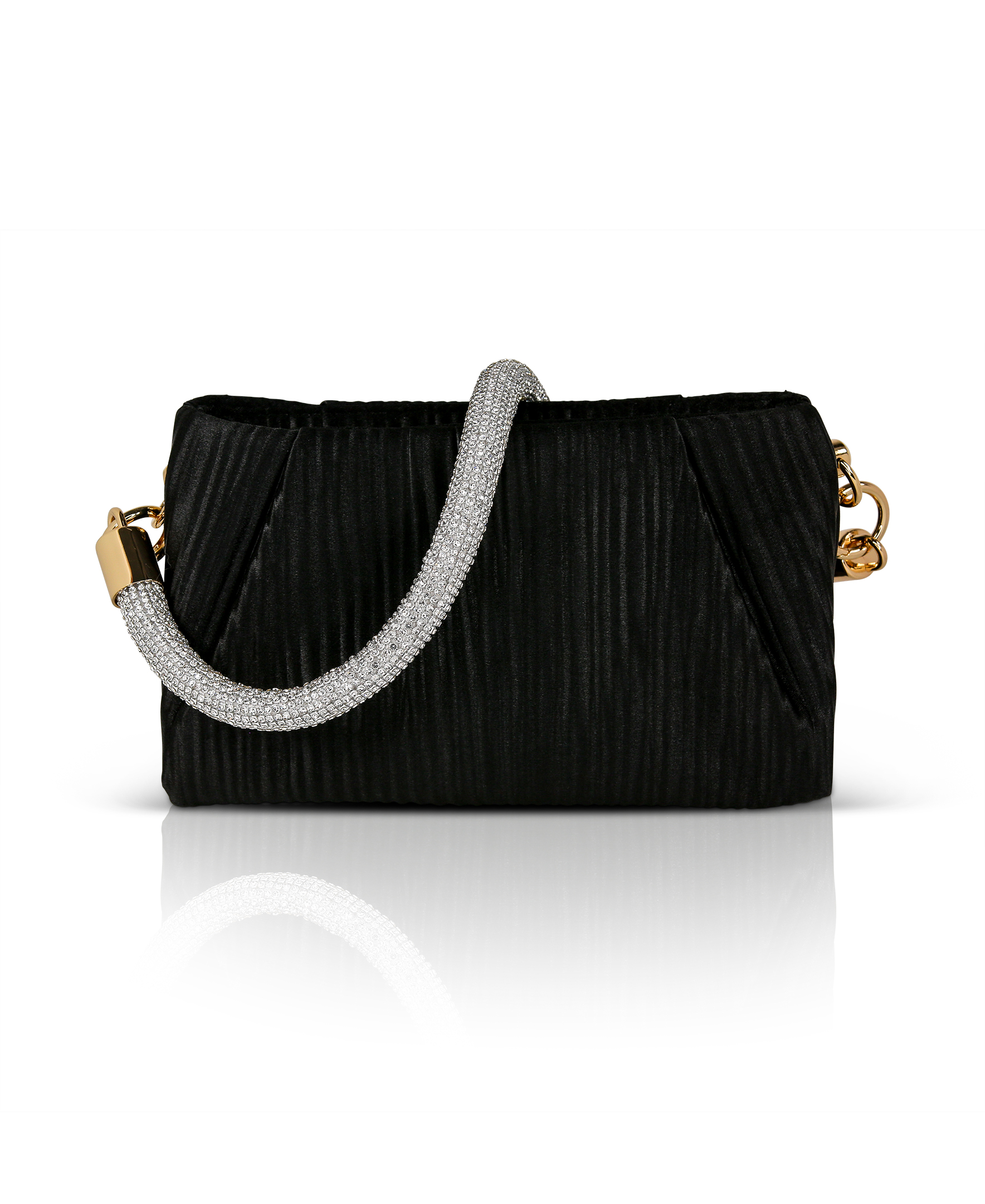 Zoe Pleated Clutch with Crystal Shoulder Strap by Badgley Mishcka