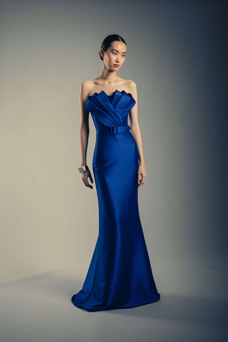Strapless Mermaid Gown with Architectural Bodice