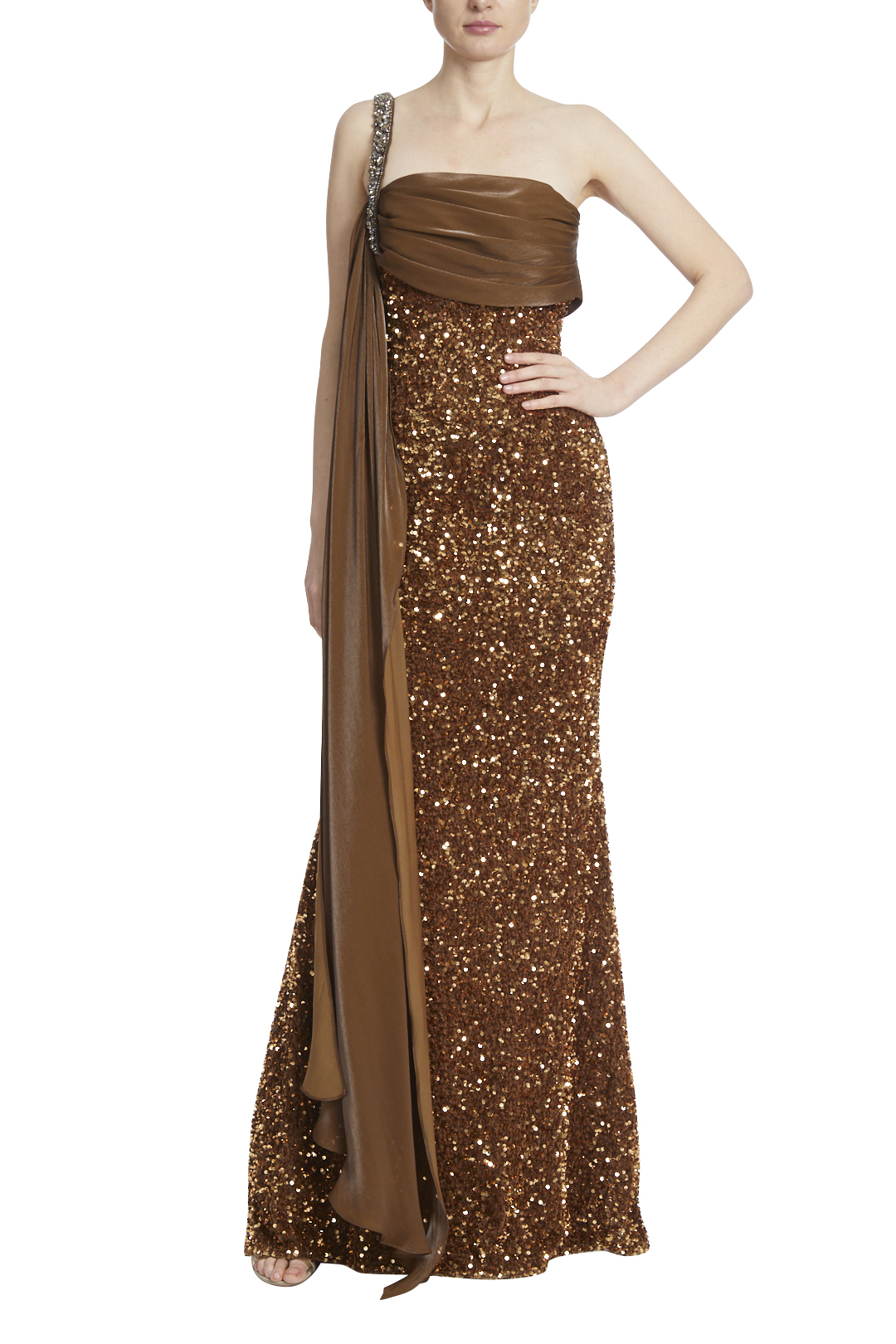 Decadent Velvet and Sequin Draped Gown by Badgley Mischka