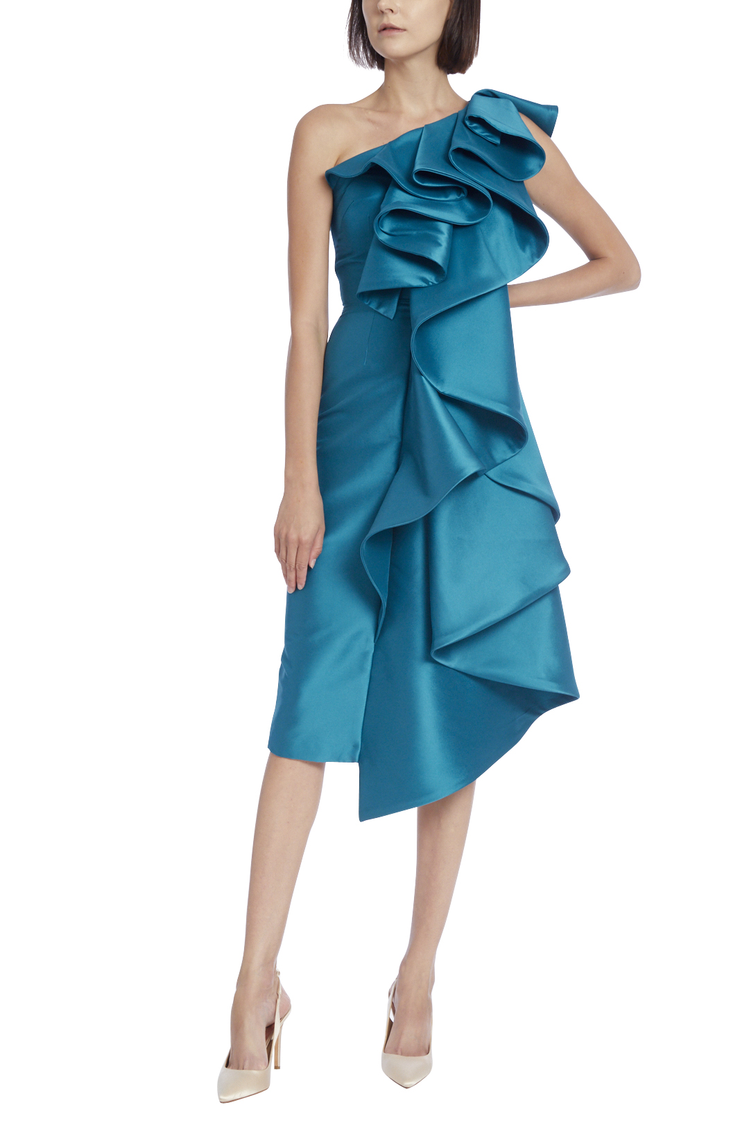 Dramatic Ruffled One-Shoulder Cocktail Dress