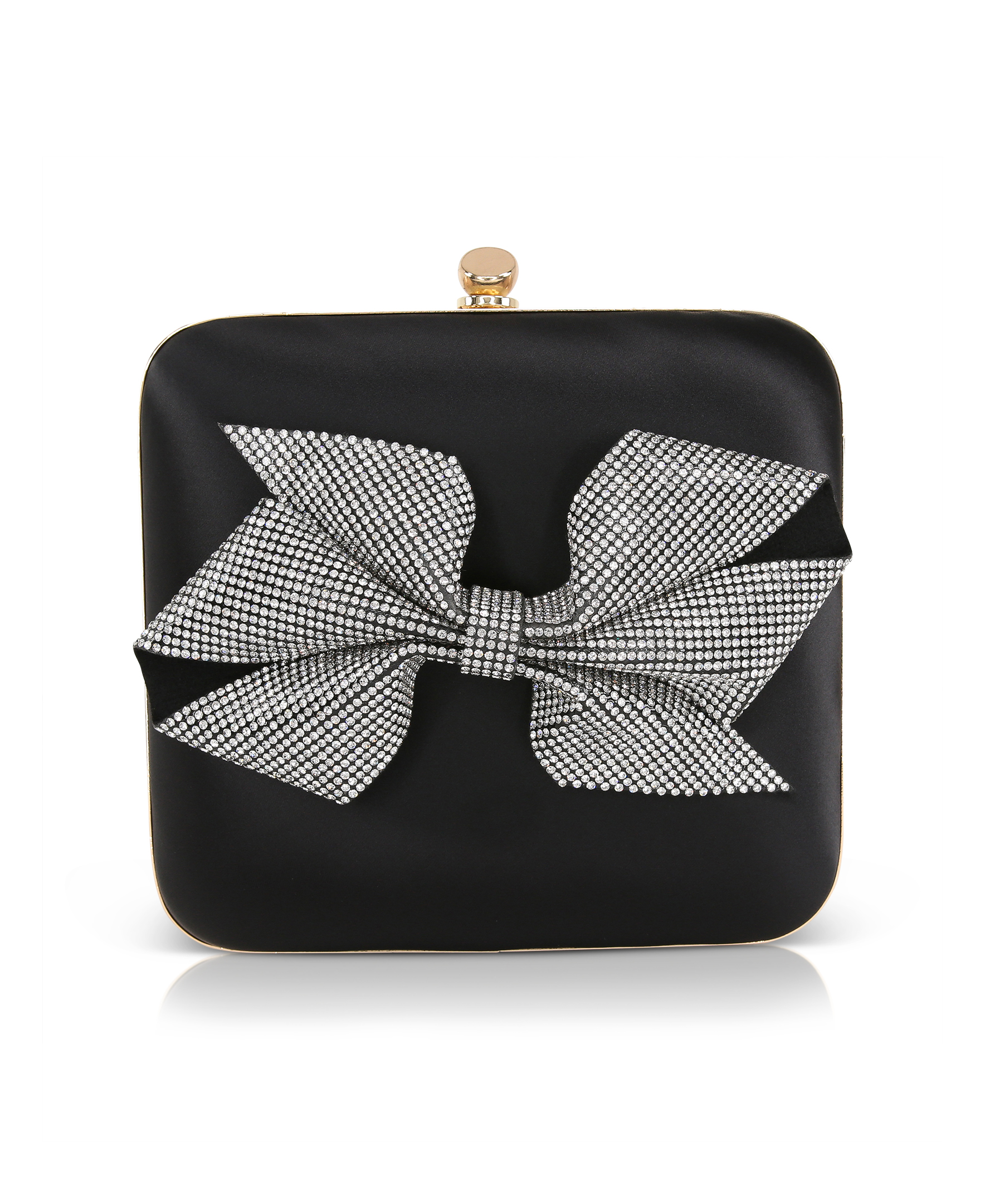 BCBGMaxAzria Black Satin Bow Clutch Purse with/ without Gold Chain | eBay