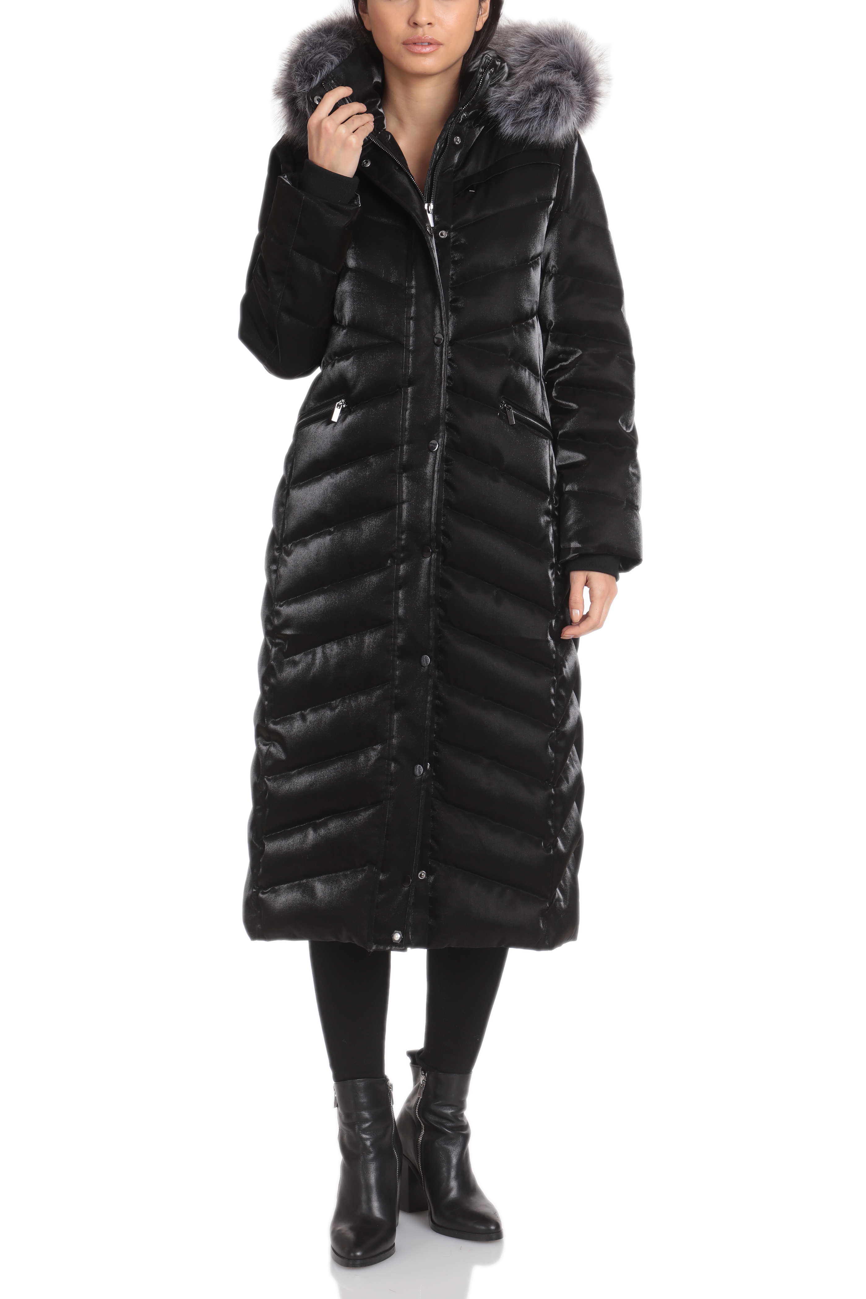 Badgley mischka maxi puffer coat hotsell
