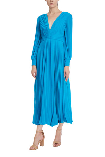 Turquoise Pleated Midi Dress