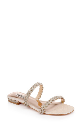 Femme Glitter Flat Sandal With Bejeweled Braided Straps by Badgley Mishcka