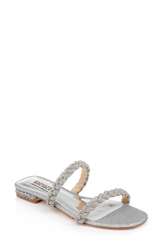 Femme Glitter Flat Sandal With Bejeweled Braided Straps by Badgley Mishcka