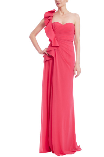 *Badgley Mischka* フロントリボンサテンドレス Strapless Metallic Sequined Gown with Bow by Badgley Mischka