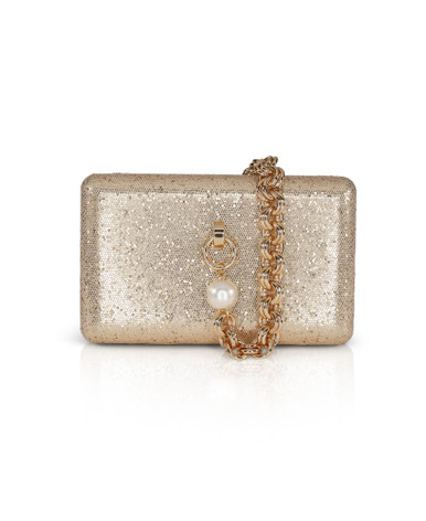 Maisie Glittery Minaudiere with Pearl/Chain Wristlet