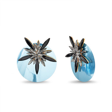 イヤリング Wilhelmina Garcia Stardust Hoop Earrings SS22018-Blue Tri Colored Hoop Earrings — Shimmer by Cindy®