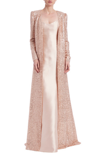 Badgley Mischka - Sequinned Cowl-Back Evening Gown | All The Dresses