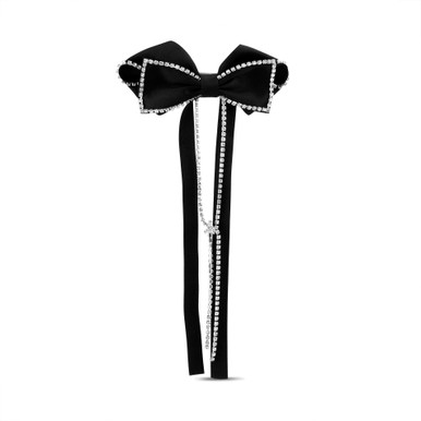 アクセサリー crystal silver tip velvet long ribbon BK crystal silver tip velvet long ribbon – tanakadaisuke