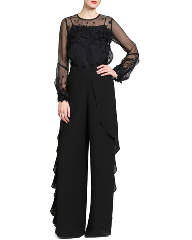 Solid Ruffle Pants by Badgley Mischka