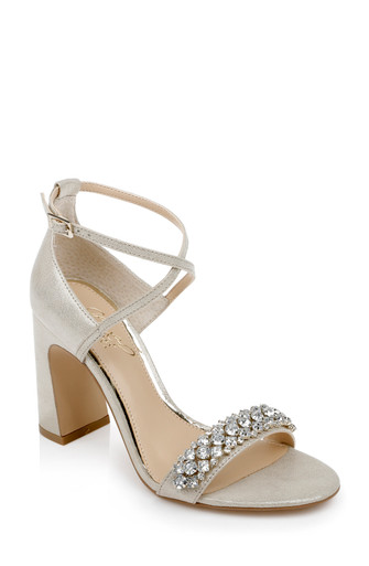 Ankle Strap Badgley Mischka Wedding Shoes Block Heel Penny Crystal