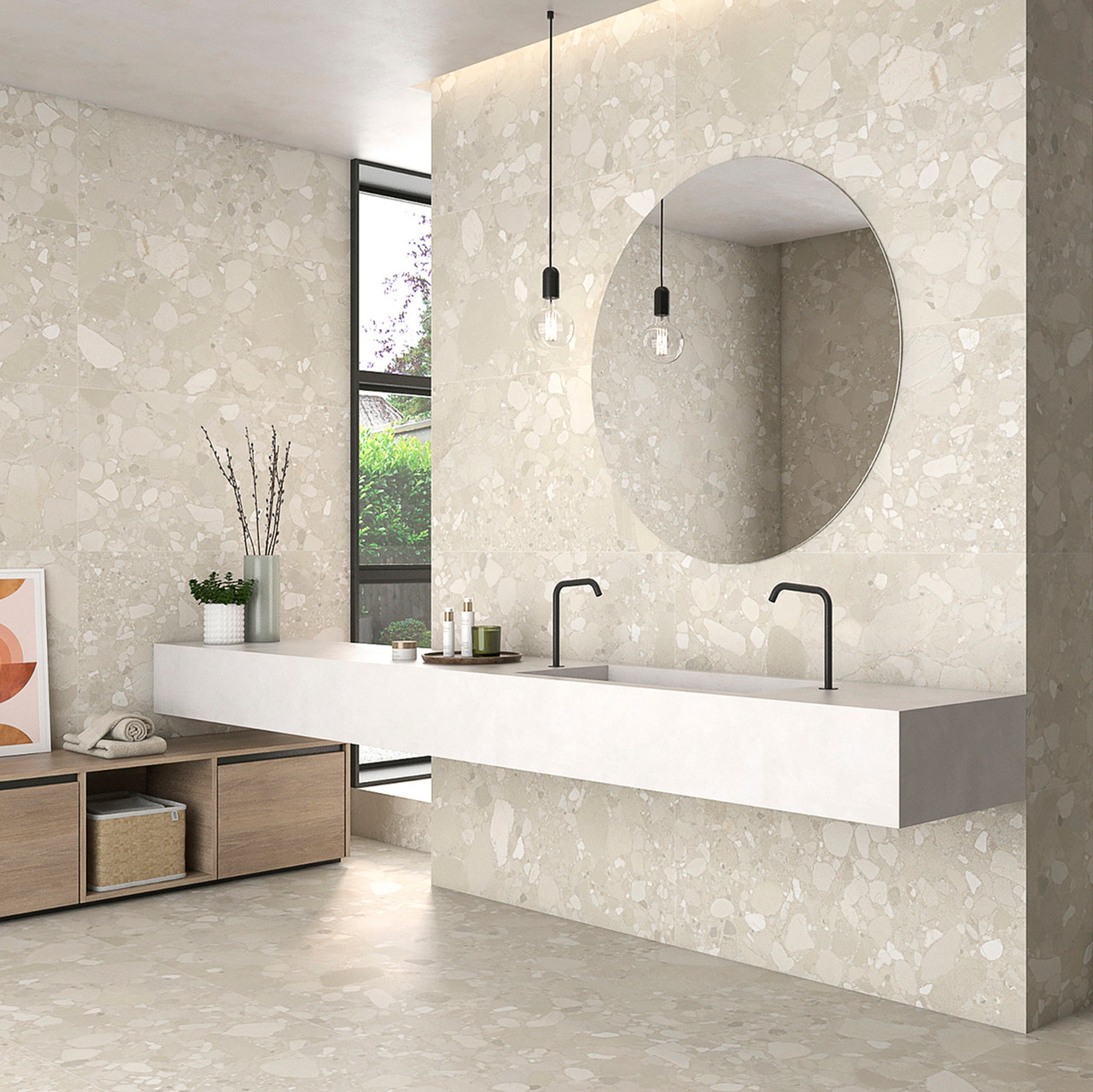 Roca Beige Terrazzo Matt Wall Floor Tile 60x120cm Ark Tiles