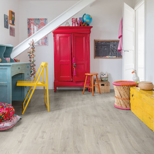 Quick-Step Eligna Newcastle Oak Grey 8mm Laminate Flooring (EL3580) - Premium Quick-Step collection featuring oak luxury vinyl tile flooring with waterproof technology and easy click-fit installation
