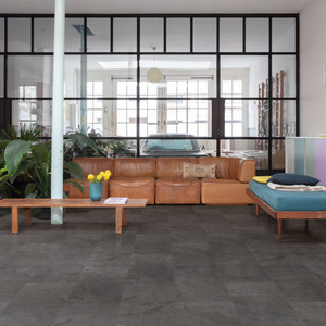 Quick-Step Alpha Vinyl Oro Black Slate AVSTU40035 - Premium Quick-Step collection featuring black luxury vinyl tile flooring with waterproof technology and easy click-fit installation