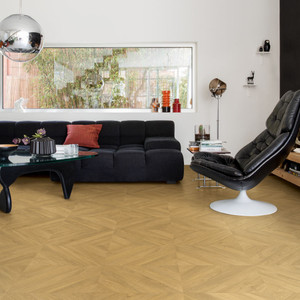 Quick-Step Impressive Patterns Chevron Oak Natural IPA4161 8mm Laminate Flooring (IPA4161) - Premium Impressive collection featuring oak luxury vinyl tile flooring with waterproof technology and easy click-fit installation