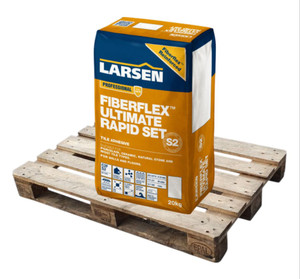 Larsen FIBERFLEX Ultimate Rapid Set S2 Tile Adhesive White 20kg Half Pallet (24 Bags Tail Lift) Larsen FIBERFLEX Ultimate Rapid Set S2 Tile Adhesive White 20kg Half Pallet (24 Bags Tail Lift)
