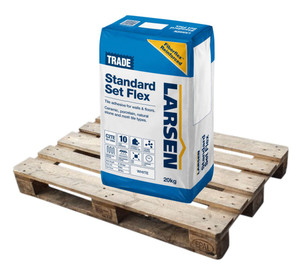 Larsen Trade Standard Set Flex C2 Cement-Based Adhesive White 20kg Half Pallet (24 Bags Tail Lift) Larsen Trade Standard Set Flex C2 Cement-Based Adhesive White 20kg Half Pallet (24 Bags Tail Lift)